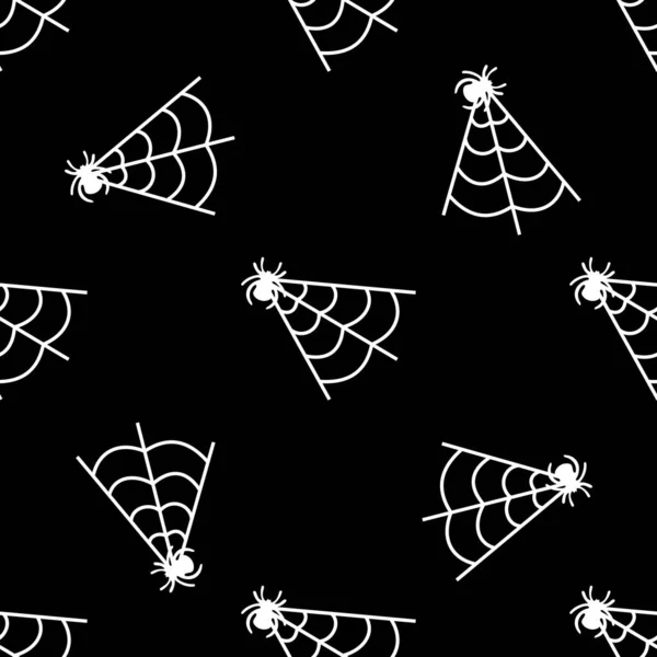 Halloween Seamless Pattern Spiders Cobwebs Scary Pattern Colorful Halloween Print — 图库矢量图片