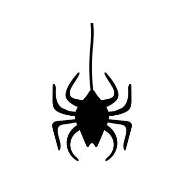 Spider and cobweb silhouette, isolated on white background. Vector illustration, traditional Halloween decorative element. Halloween silhouette black spider and spider web - for cricut, design decor.