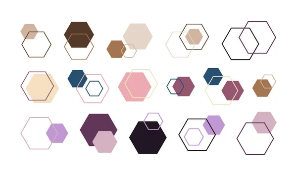 Set Geometric Decorative Elements Hexagons Vector Illustration Trendy Stylish Modern — 图库矢量图片