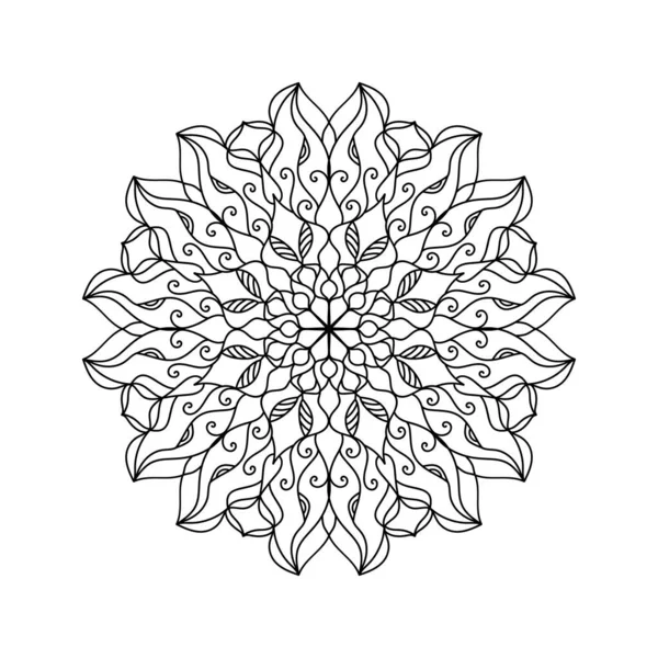 Mandala Silhouette Print Adult Coloring Book Decorative Floral Ornament Oriental — 图库矢量图片