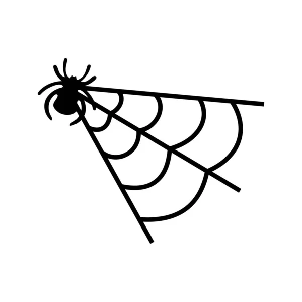 Αράχνη Και Αράχνη Web Σιλουέτα Απομονωμένη Λευκό Φόντο Εικονογράφηση Διάνυσμα — Διανυσματικό Αρχείο