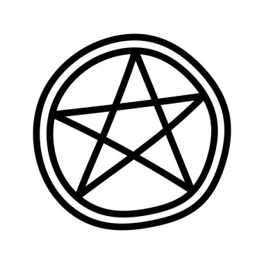 Pentagram silhouette, isolated on white background. Vector illustration, traditional Halloween decorative element. Halloween silhouette black pentagram sign symbol - for design, decor and cricut.