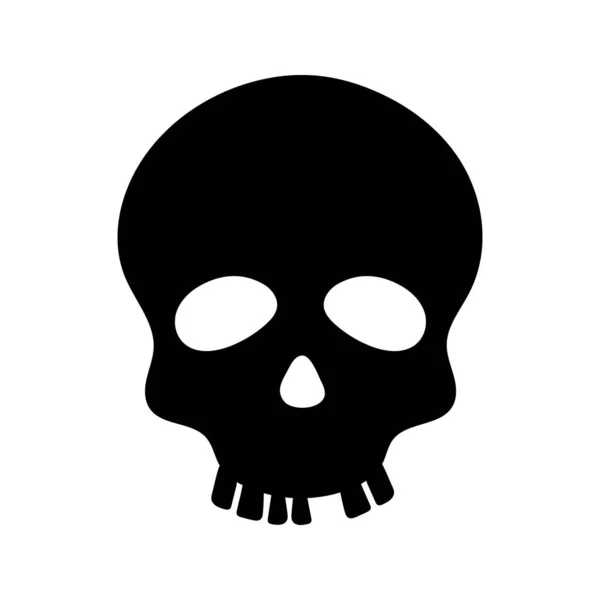 Skull Silhouette Isolated White Background Vector Illustration Traditional Halloween Decorative - Stok Vektor