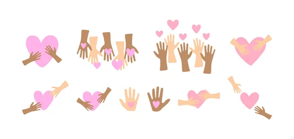 International Day Charity Illustrations Set Simple Decorative Elements Indicate Charity — 스톡 벡터
