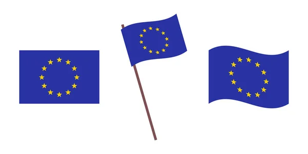 Flag Signs Set National Symbol Economic Political Unification European States — Stock Vector