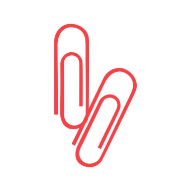 Few red paperclips illustration. School supply flat design. Office element - stationery and school supply. Back to school. Paper clips for notes icon.