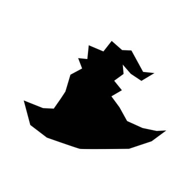 Witch hat silhouette, isolated on white background. Vector illustration, traditional Halloween decorative element. Halloween silhouette black magic crumpled hat - for design, decor and cricut.