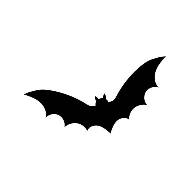 Bat silhouette, isolated on white background. Halloween silhouette black bat - for cricut, design or decor. Vector illustration, traditional Halloween decorative element.