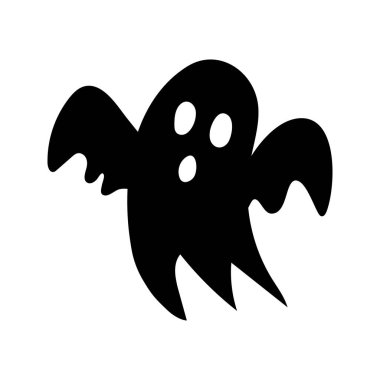 Funny ghost silhouette, isolated on white background. Vector illustration, traditional Halloween decorative element. Halloween silhouette black ghost - for cricut, design or decor.