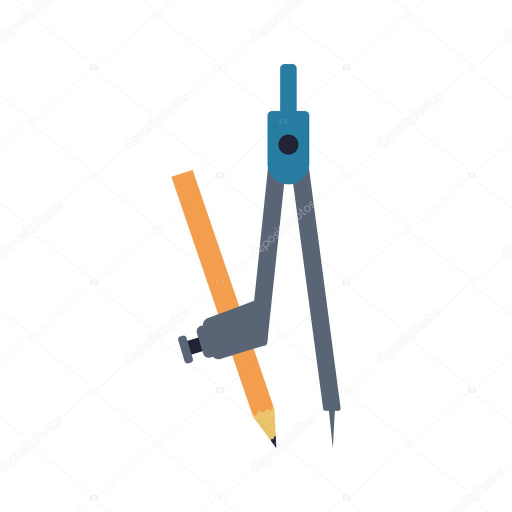 Simple dividers illustration. School supply flat design. Office element - stationery and art school supply. Back to school. Compass with pencil icon - tool for painting, drawing and sketching.