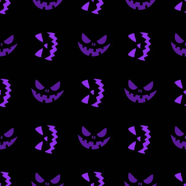 Halloween Płynny Wzór Złymi Uśmiechami Przerażający Wzór Kolorowy Halloweenowy Odcisk — Wektor stockowy