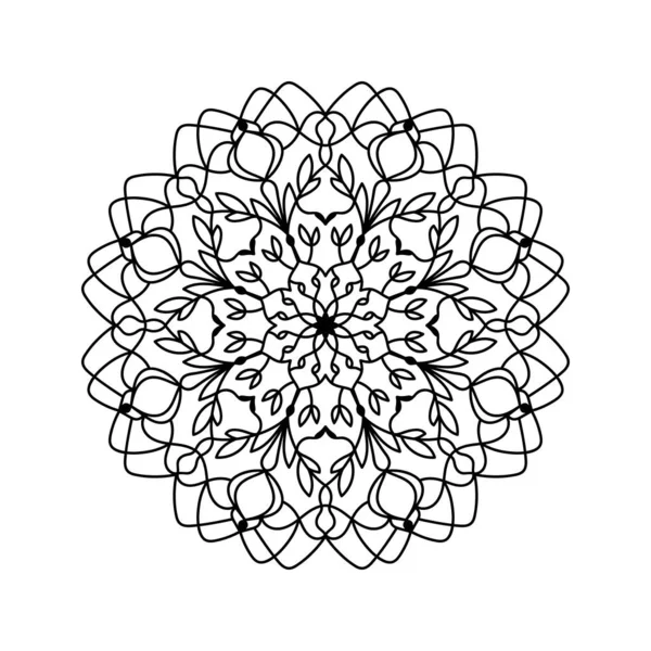 Mandala Silhouette Print Adult Coloring Book Geometric Flower Shape Yoga — Vetor de Stock