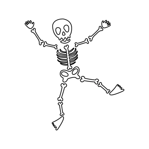 Esqueleto Baile Línea Ilustración Vectorial Elemento Decorativo Mágico Halloween Halloween — Archivo Imágenes Vectoriales