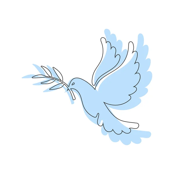 Силуэт Голубя Голубь Мира Оливковой Ветвью Векторная Ручная Иллюстрация Мира — стоковый вектор