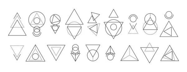 Ensemble Formes Géométriques Linéaires Ornements Magiques Mystiques Éléments Décoratifs Contour — Image vectorielle