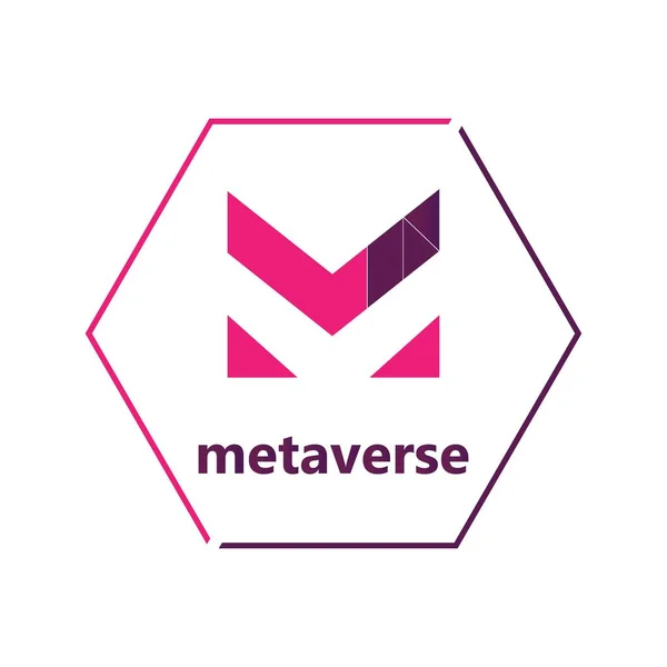 M harfi logo dizaynında metaverse kelimesi var. vektör illüstrasyonu