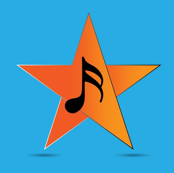 Music Note Yıldız Vektör Logo Şablonu.
