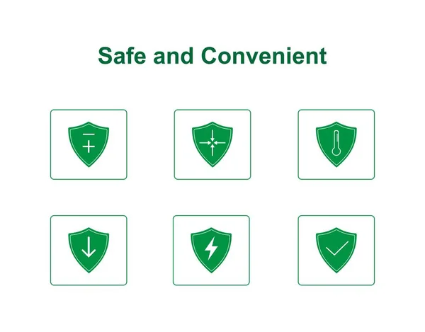 Shield Icons White Background Safe Convenient Vector Illustration — стоковый вектор