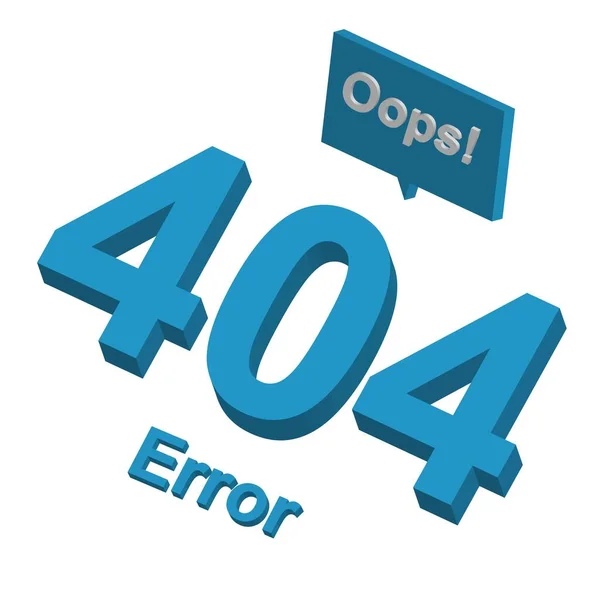404 error page not found concept. White background. 3d illustration