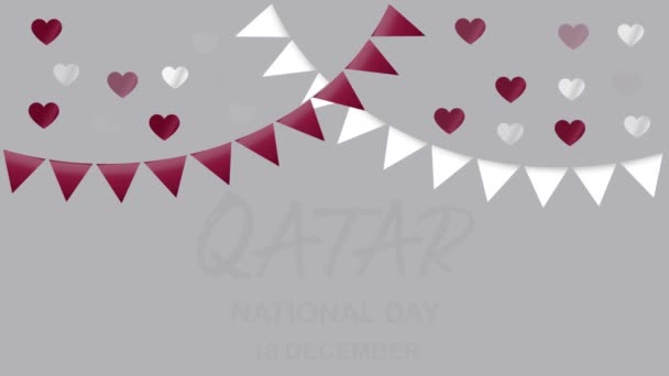 Qatar Fête Nationale Décembre Fond Avec Coeur Drapeau Ruban Marron — Video