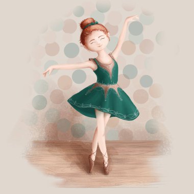 Güzel bir elbiseyle dans eden tatlı kız.