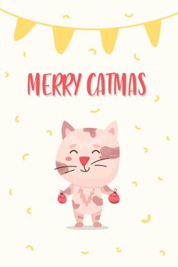 Kedi yavrusu ve cümleli şirin Noel posteri