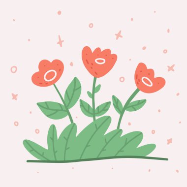 Bahar çiçekleri Baharın başında. Pastel renklerde klasik illüstrasyon. Düz dizayn. Basit El çizimi. Minimalist zarif konsept.