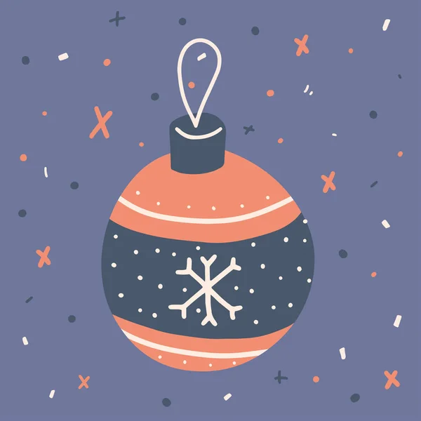 Brinquedo Bola Árvore Natal Natal Ano Novo Mão Desenhar Estilo — Vetor de Stock