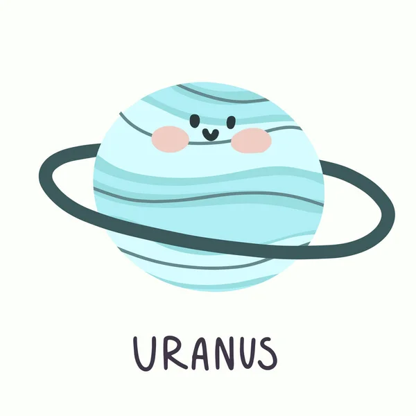 Ilustração Planeta Urano Com Rosto Mão Desenhar Estilo — Vetor de Stock