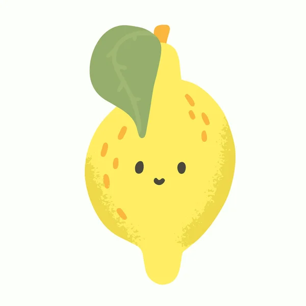 Niedliche Zitrone Mit Einem Gesicht Cartoon Stil Idee Für Eine — Stockvektor