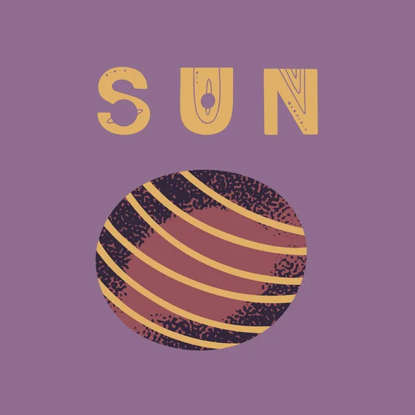 Affisch Med Bokstäver Sol Och Planet Vektorillustration För Affischer Tryck — Stock vektor