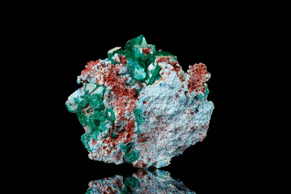 Macro Pedra Mineral Dioptase Fundo Preto Close — Fotografia de Stock