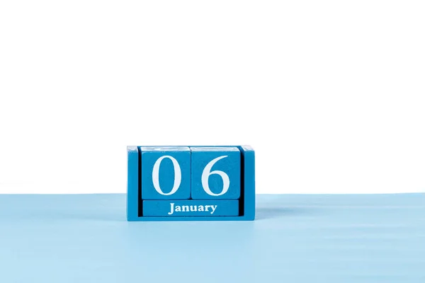 Calendario Madera Enero Sobre Fondo Blanco —  Fotos de Stock
