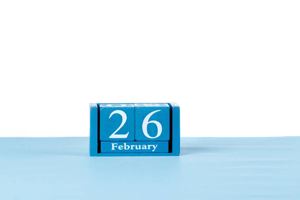 Calendario Madera Febrero Sobre Fondo Blanco Cerca —  Fotos de Stock