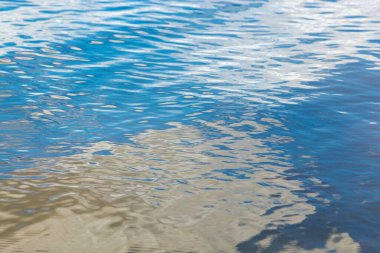 Güzel deniz manzarası, mavi renkli dalgalar yakın.