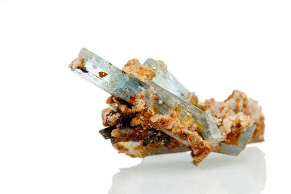 Macro Mineral Stone Aquamarine White Background Close — Stock Photo, Image