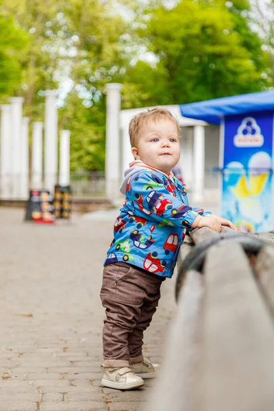 Parktaki küçük çocuğun portresi. Yaklaş.