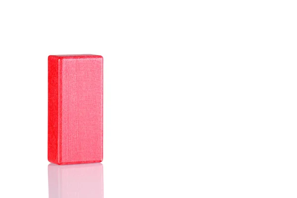 Wooden Cube Red Color White Background Close — 图库照片