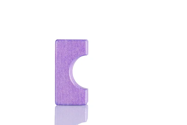 Wooden Figurine Purple Color White Background Close — 图库照片