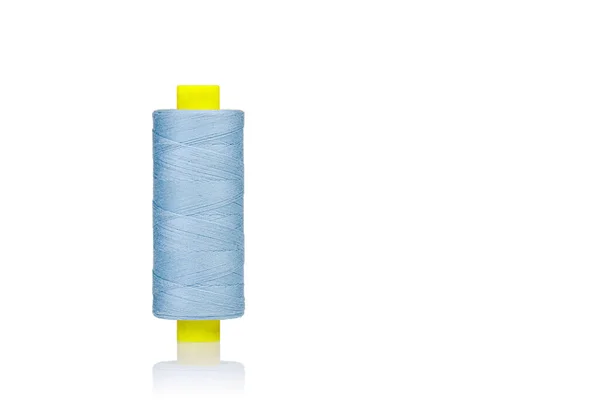 Skein Threads Blue Color Macro White Background Close — Foto de Stock