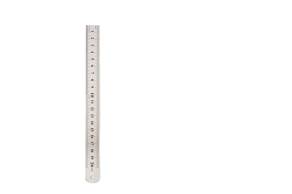 Metal Ruler Isolated White Background Close — Stock Photo, Image