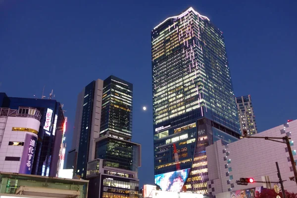 Nattutsikt Från Nära Shibuya Korsningen Tokyo Japan — Stockfoto