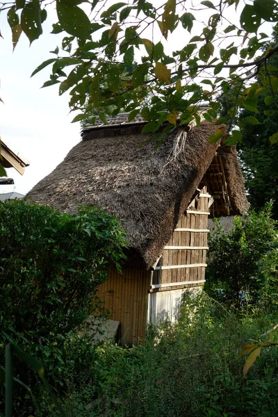 素朴で昔ながらの茅葺屋根の風景 — ストック写真