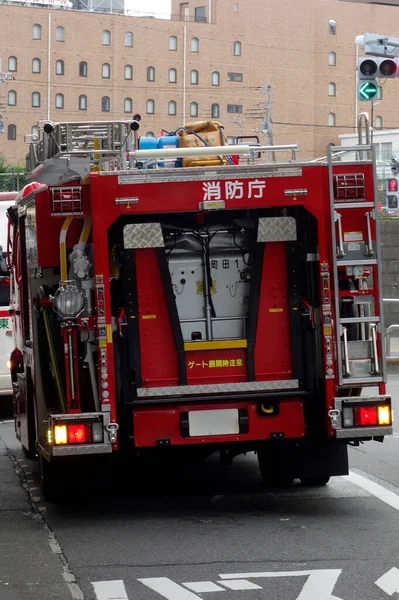 Motor Bomberos Rojo Para Trabajos Extinción Incendios Emergencia — Foto de Stock