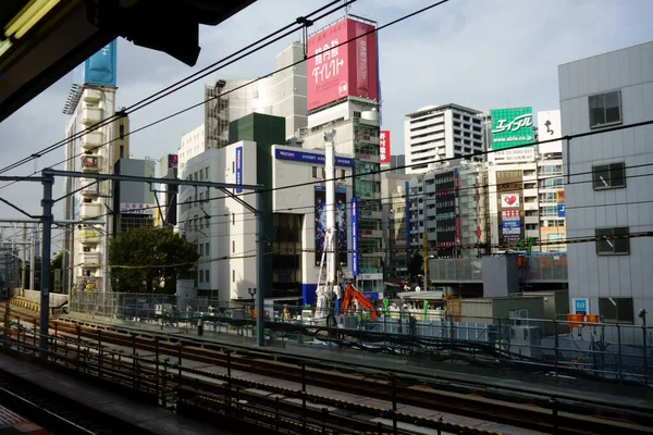 Tóquio Shibuya Japão Setembro 2017 Uma Visão Distante Redesenvolvimento Estação — Fotografia de Stock