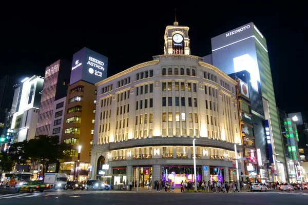 Night Appearance Nice Commercial Building Fashionable Sakka Street — Stock Photo, Image