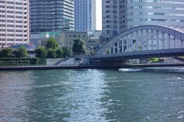 Kachidoki Brug Moderne Waterkant Van Sumida Rivier Aan Rivier Tokio — Stockfoto