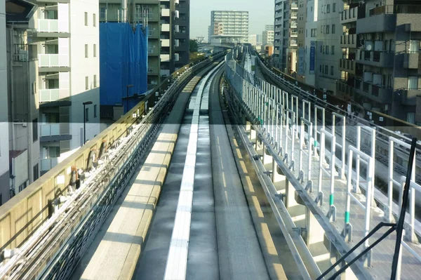 Vista Trilha Monotrilho Tóquio Partir Frente Trem — Fotografia de Stock