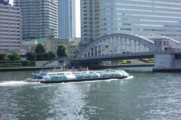 Tokyo Japan Oktober 2017 Går Modern Sightseeingtur Båt Snabbt Sumida — Stockfoto