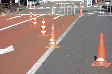 Traffic cones on the road for traffic safety measures